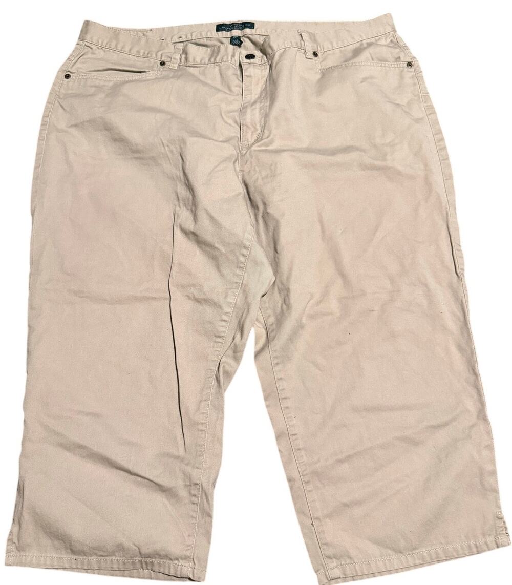 Lauren Ralph Lauren Classic Midcalf Bermuda Shorts, Khaki Tan, Plus Size 20W